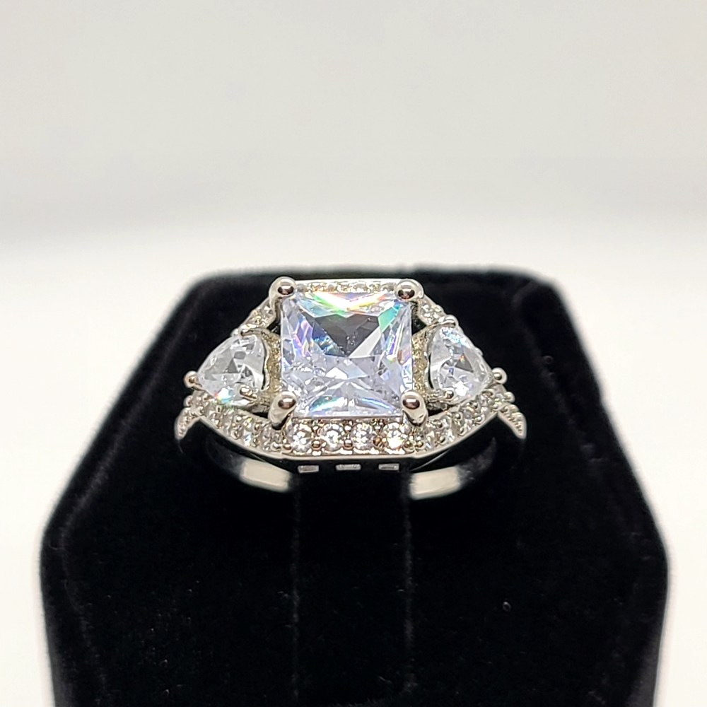 Elegant Asscher cut eternity wedding ring size 6